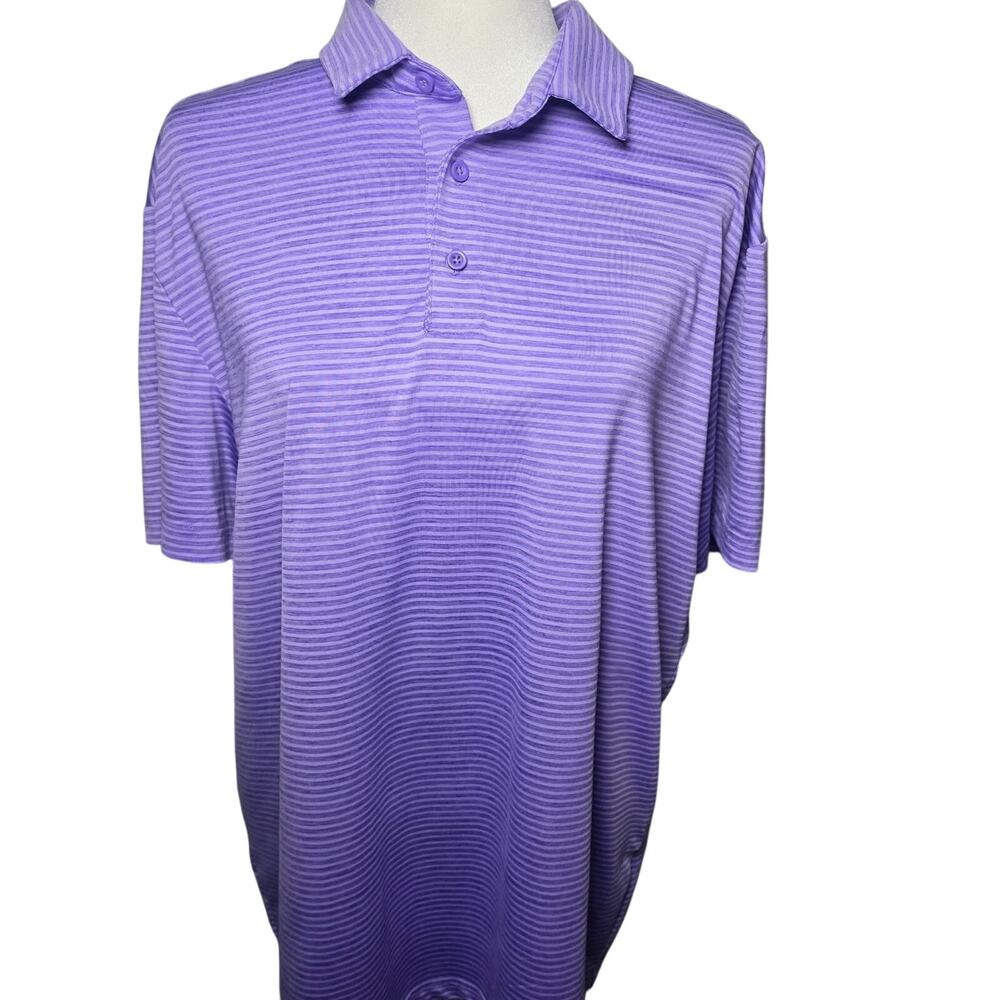 Member's Mark Men's Large Purple Striped Short Sleeve Polo Performance Golf